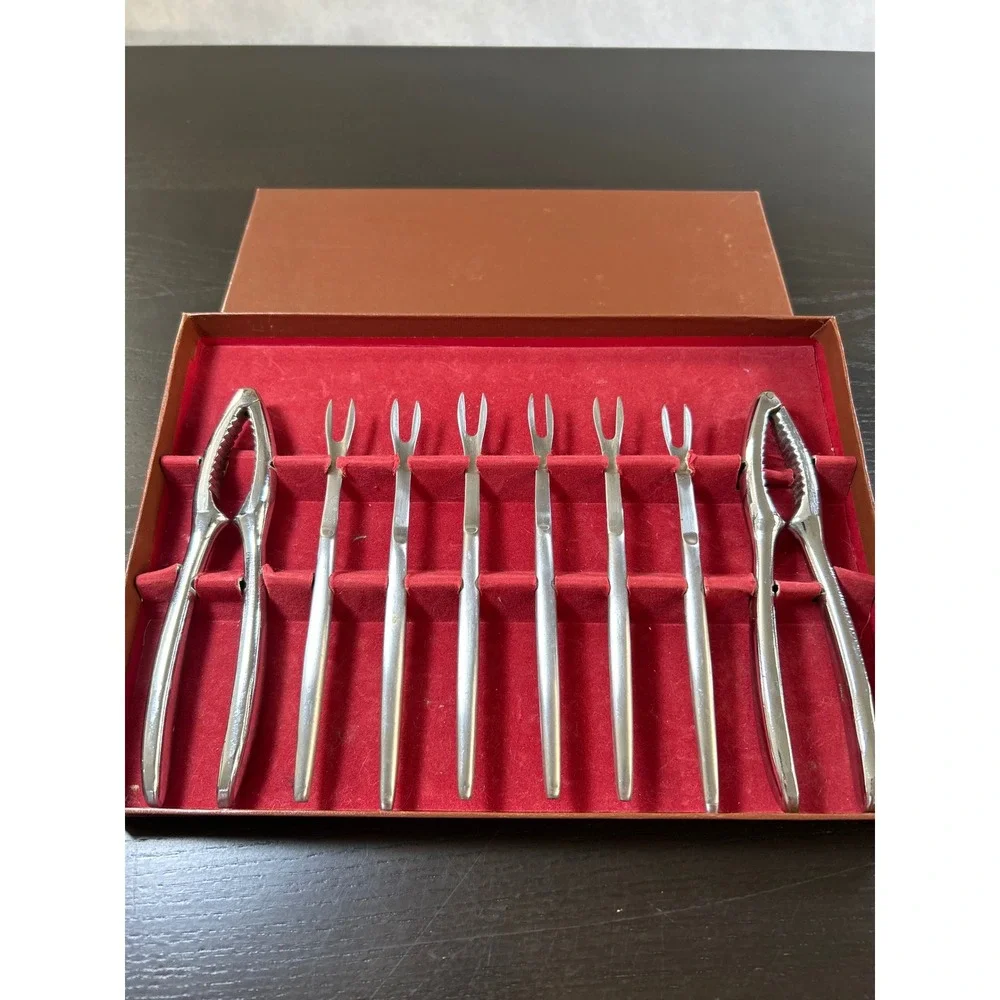 Vintage Kalmar Designs Nutcracker Seafood Tool Set 8 Piece Stainless Steel Italy